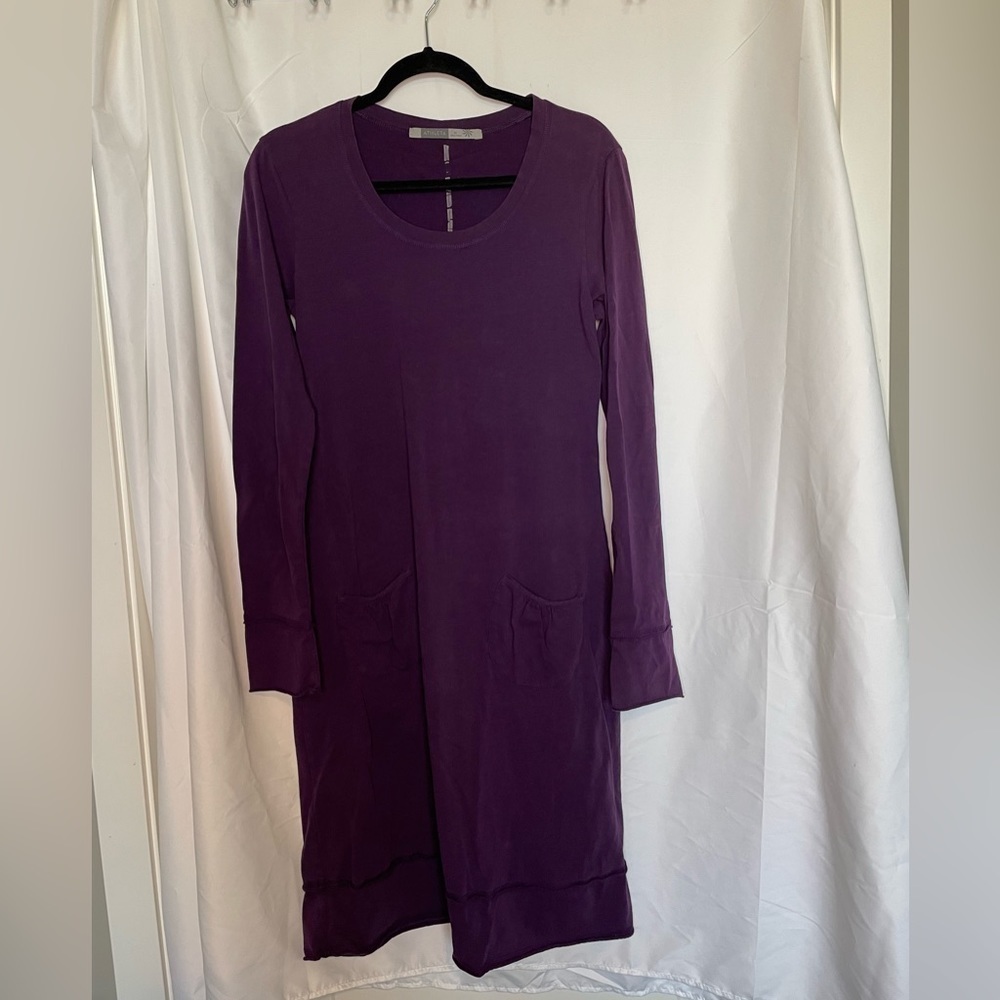 Athleta Womens Small Tall Purple Long Sleeve Organic Cotton Dress​​​​​​​​​​​​